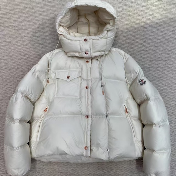 Moncler Cream Hooded Puffer Jacket - Picture 1 of 4